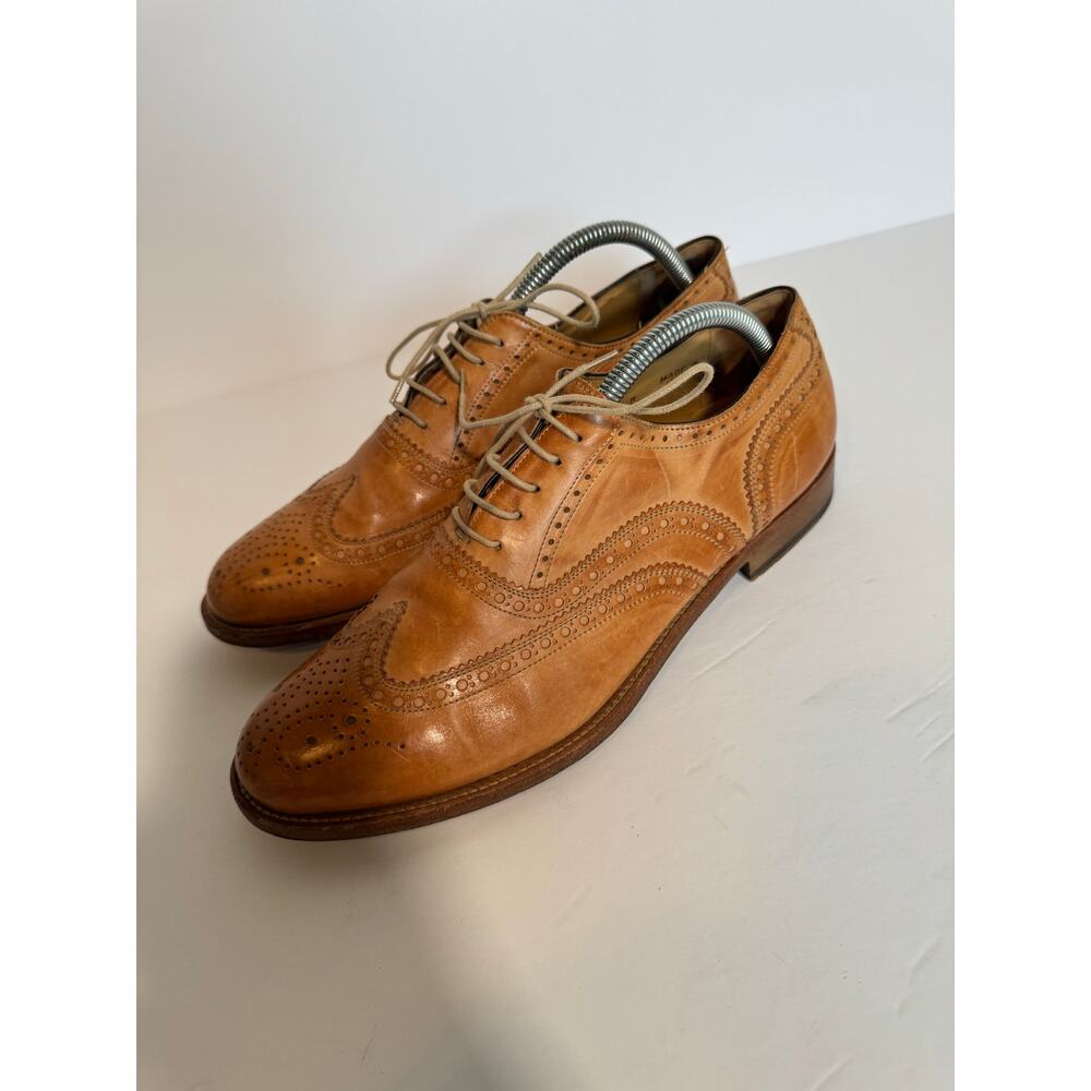 Barneys New York Wing Tip Brown Leather Oxfords Mens Size 9 - Picture 6 of 7